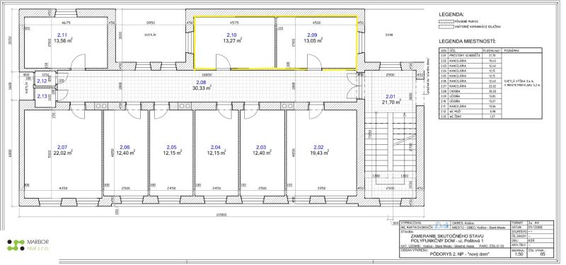 Pôdorys, 1 poschodie Poštová 26,32 m2.jpg